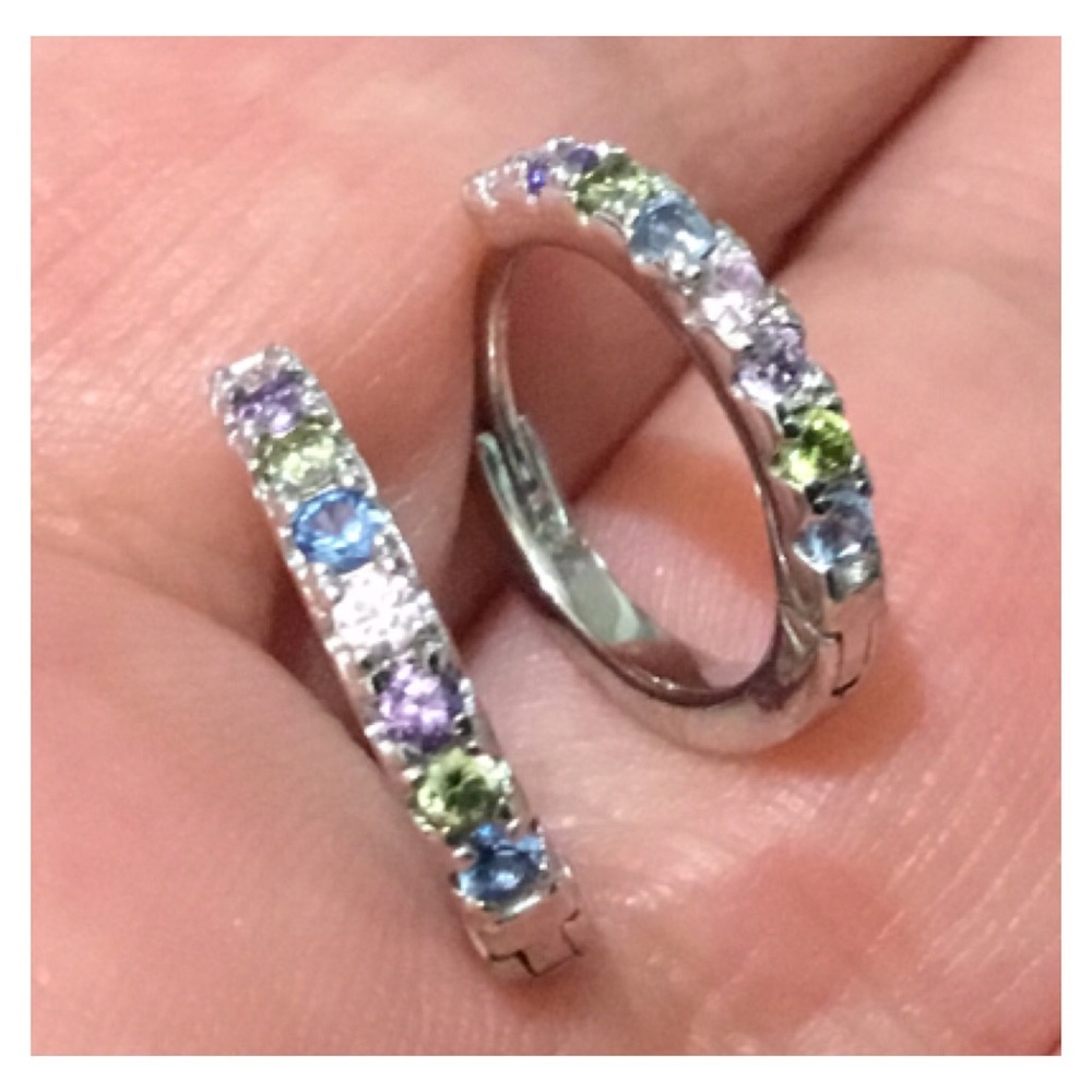 New! Fine Colored Crystal Silver Earrings